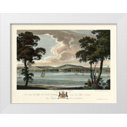Powderham Castle White Modern Wood Framed Art Print by Polwhele, Richard
