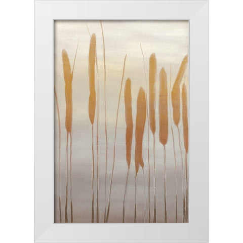 Reeds and Leaves I White Modern Wood Framed Art Print by Goldberger, Jennifer