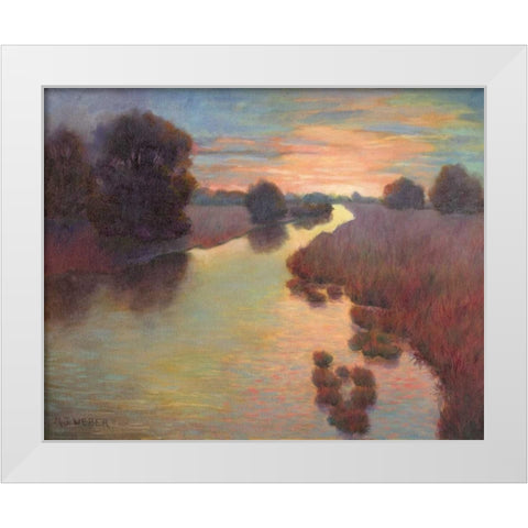 Evening Wetlands White Modern Wood Framed Art Print by Weber, Mary Jean