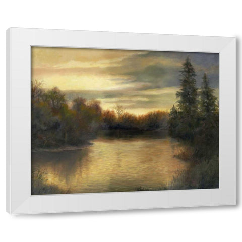Golden Moments White Modern Wood Framed Art Print by Weber, Mary Jean