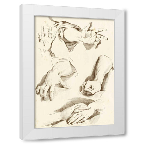 Study of Hands White Modern Wood Framed Art Print by Diderot