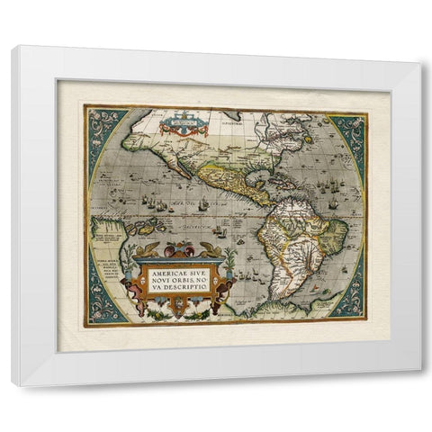 Novi Orbis Map White Modern Wood Framed Art Print by Unknown