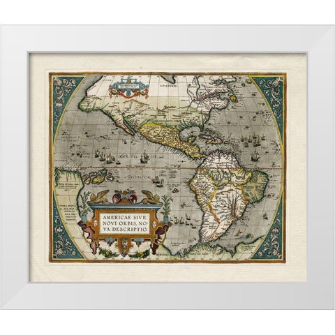 Novi Orbis Map White Modern Wood Framed Art Print by Unknown