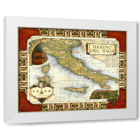 Wine Map of Italy on CGP White Modern Wood Framed Art Print by Unknown
