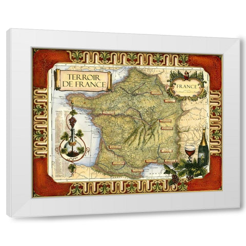 Wine Map of France on CGP White Modern Wood Framed Art Print by Unknown