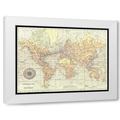 World Map II White Modern Wood Framed Art Print by Vision Studio