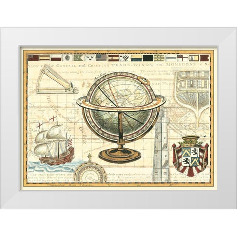 Nautical Map II White Modern Wood Framed Art Print by Vision Studio