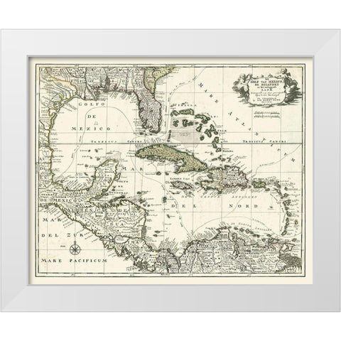 Map of the Gulf of Mexico White Modern Wood Framed Art Print by unknown