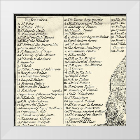 City of Rome Grid I White Modern Wood Framed Art Print by Vision Studio