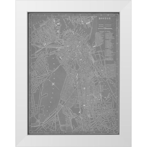 City Map of Boston White Modern Wood Framed Art Print by Vision Studio