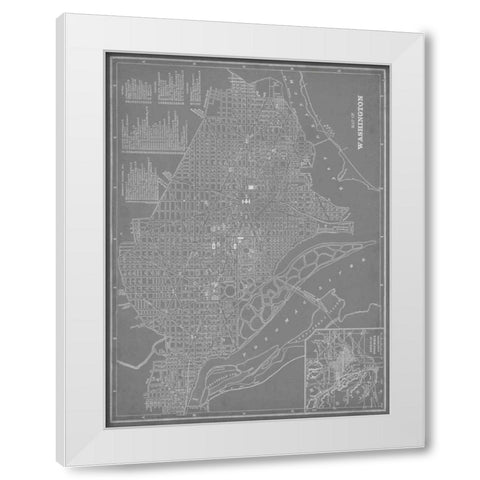 City Map of Washington, D.C. White Modern Wood Framed Art Print by Vision Studio