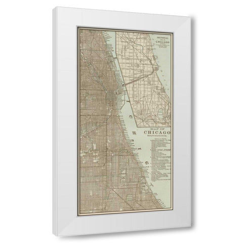 Tinted Map of Chicago White Modern Wood Framed Art Print by Vision Studio