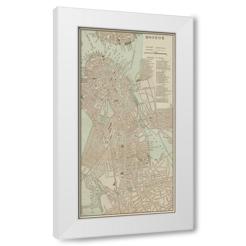 Tinted Map of Boston White Modern Wood Framed Art Print by Vision Studio
