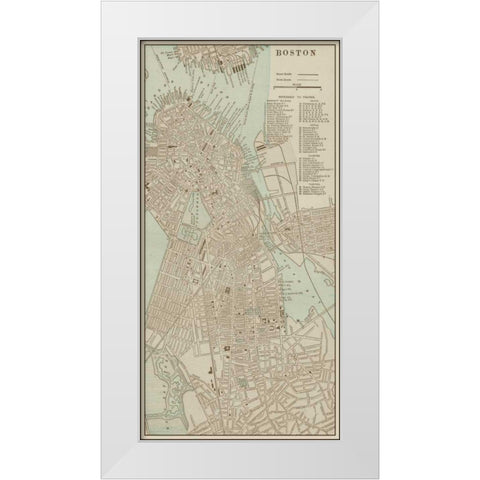 Tinted Map of Boston White Modern Wood Framed Art Print by Vision Studio