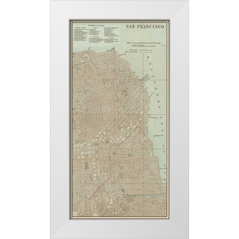 Tinted Map of San Francisco White Modern Wood Framed Art Print by Vision Studio