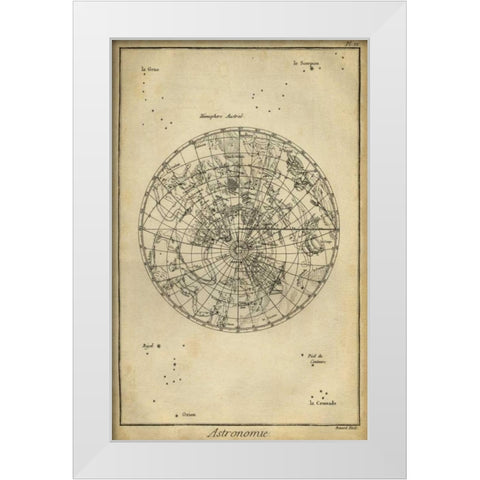 Antique Astronomy Chart II White Modern Wood Framed Art Print by Diderot, Denis