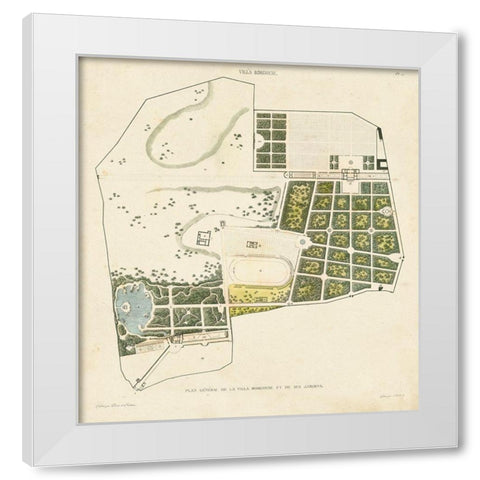 Plan General de la Villa Borghese White Modern Wood Framed Art Print by Baltard