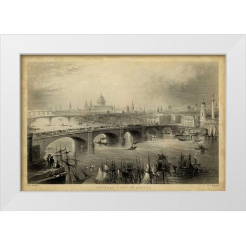 General View of London White Modern Wood Framed Art Print by Bartlett, W.H.