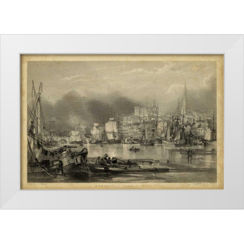 Newcastle Upon Tyne White Modern Wood Framed Art Print by Balmer, G.