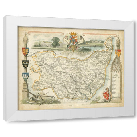 Map of Suffolk White Modern Wood Framed Art Print by Unknown