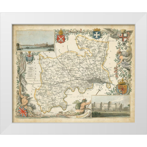 Map of Middlesex White Modern Wood Framed Art Print by Unknown