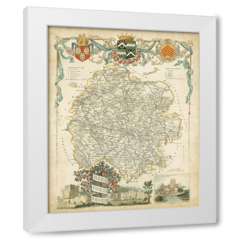 Map of Herefordshire White Modern Wood Framed Art Print by Unknown