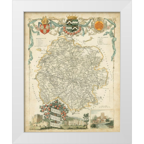 Map of Herefordshire White Modern Wood Framed Art Print by Unknown