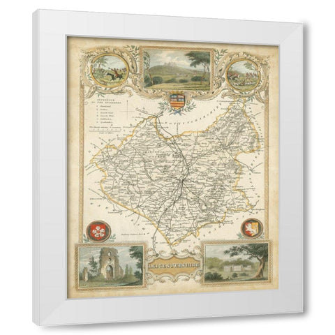 Map of Leicestershire White Modern Wood Framed Art Print by Unknown
