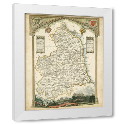 Map of Northumberland White Modern Wood Framed Art Print by Unknown