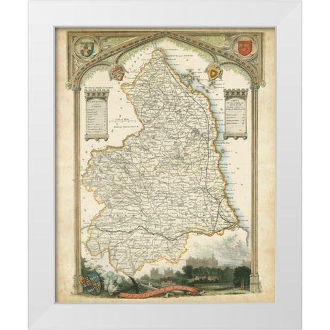 Map of Northumberland White Modern Wood Framed Art Print by Unknown