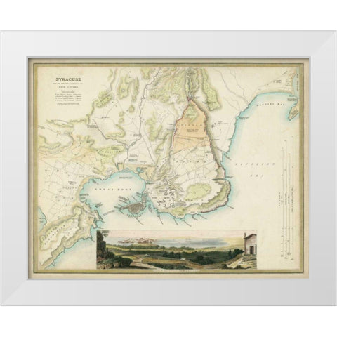 Map of Syracuse White Modern Wood Framed Art Print by Davies, R.B.