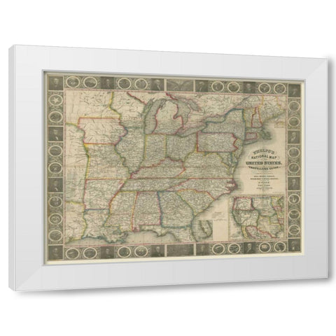 Travellers Guide to the US White Modern Wood Framed Art Print by Atwood, J.M.