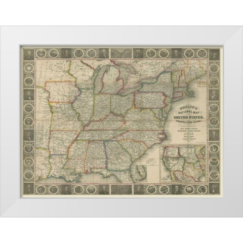 Travellers Guide to the US White Modern Wood Framed Art Print by Atwood, J.M.