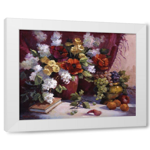 Red Poppies White Modern Wood Framed Art Print by Johnston, Maxine