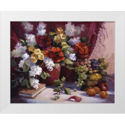 Red Poppies White Modern Wood Framed Art Print by Johnston, Maxine