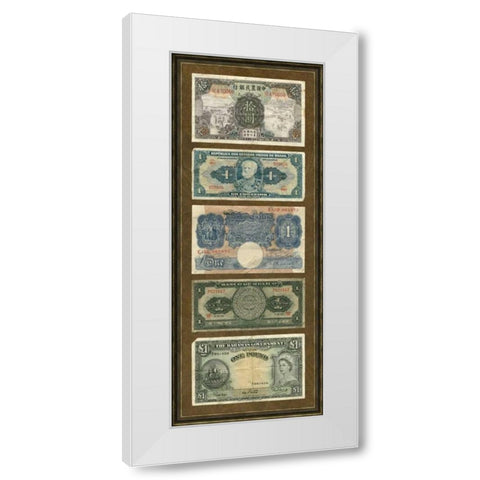 Foreign Currency Panel II White Modern Wood Framed Art Print by Unknown