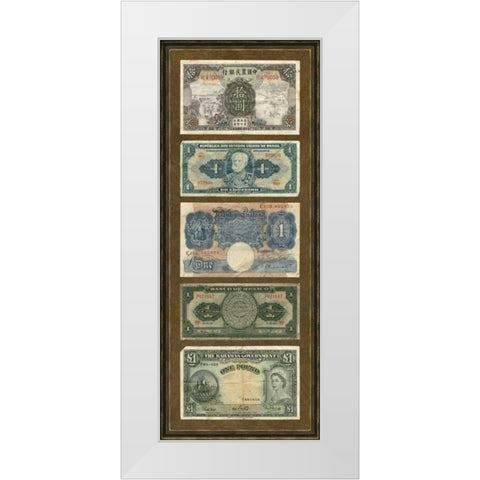 Foreign Currency Panel II White Modern Wood Framed Art Print by Unknown