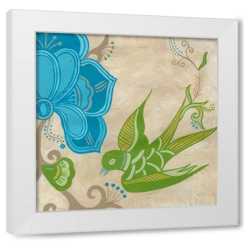 Songbird Fresco II White Modern Wood Framed Art Print by Vess, June Erica