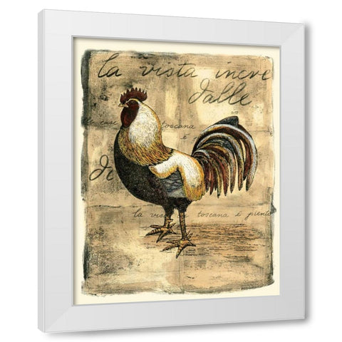 Tuscany Rooster II White Modern Wood Framed Art Print by Bookman, D.