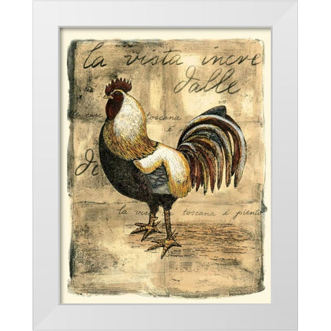 Tuscany Rooster II White Modern Wood Framed Art Print by Bookman, D.