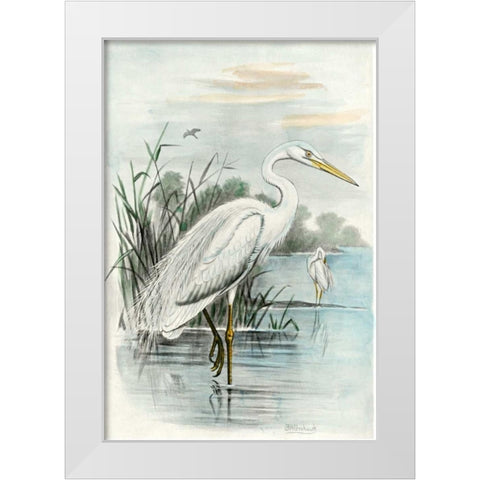 Oversize White Heron White Modern Wood Framed Art Print by unknown