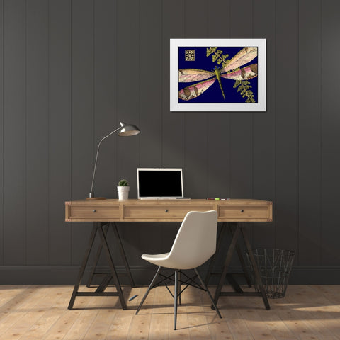 Mini Shimmering Dragonfly II White Modern Wood Framed Art Print by Vision Studio