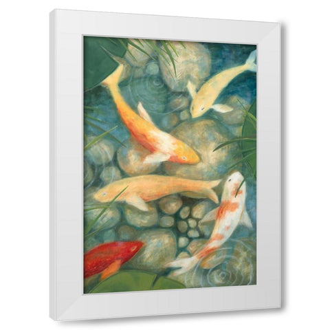 Reflecting Koi II White Modern Wood Framed Art Print by Meagher, Megan
