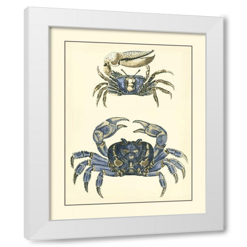 Antique Blue Crabs II White Modern Wood Framed Art Print by Vision Studio