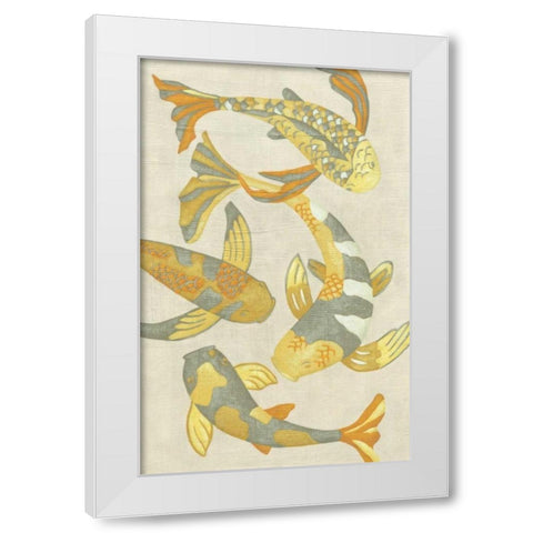 Golden Koi II White Modern Wood Framed Art Print by Zarris, Chariklia