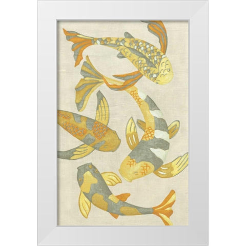 Golden Koi II White Modern Wood Framed Art Print by Zarris, Chariklia