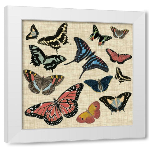 Butterflies and Linen I White Modern Wood Framed Art Print by Vision Studio