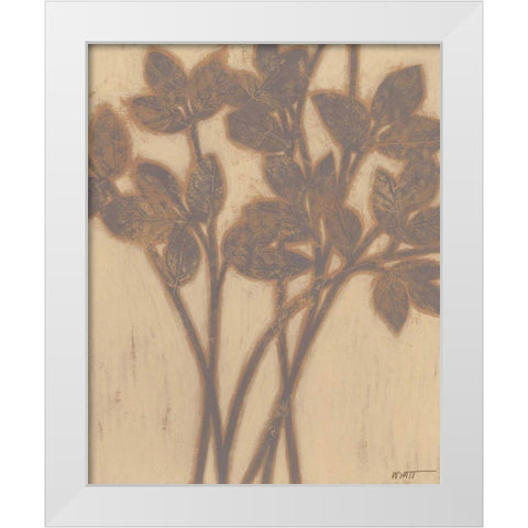 Gilded Grey Leaves II White Modern Wood Framed Art Print by Wyatt Jr., Norman