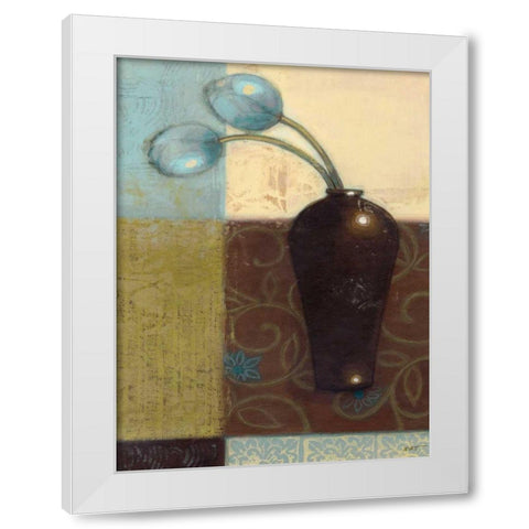 Ebony Vase with Blue Tulips I White Modern Wood Framed Art Print by Wyatt Jr., Norman