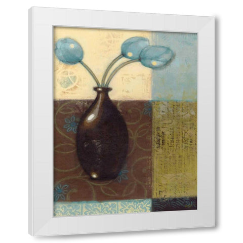 Ebony Vase with Blue Tulips II White Modern Wood Framed Art Print by Wyatt Jr., Norman